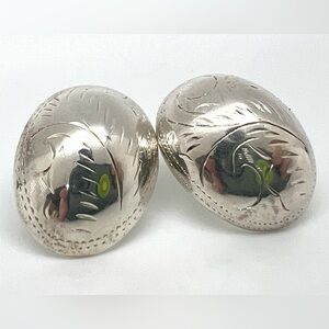 Vintage 90’s 925 Sterling Etched Puff Dome Earrings